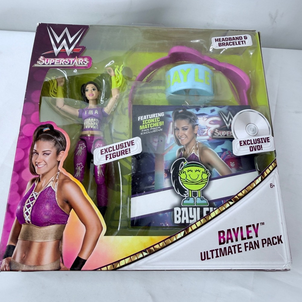 WWE Superstars Bayley Ultimate Fan Pack Exclusive Figure DVD Headband Mattel